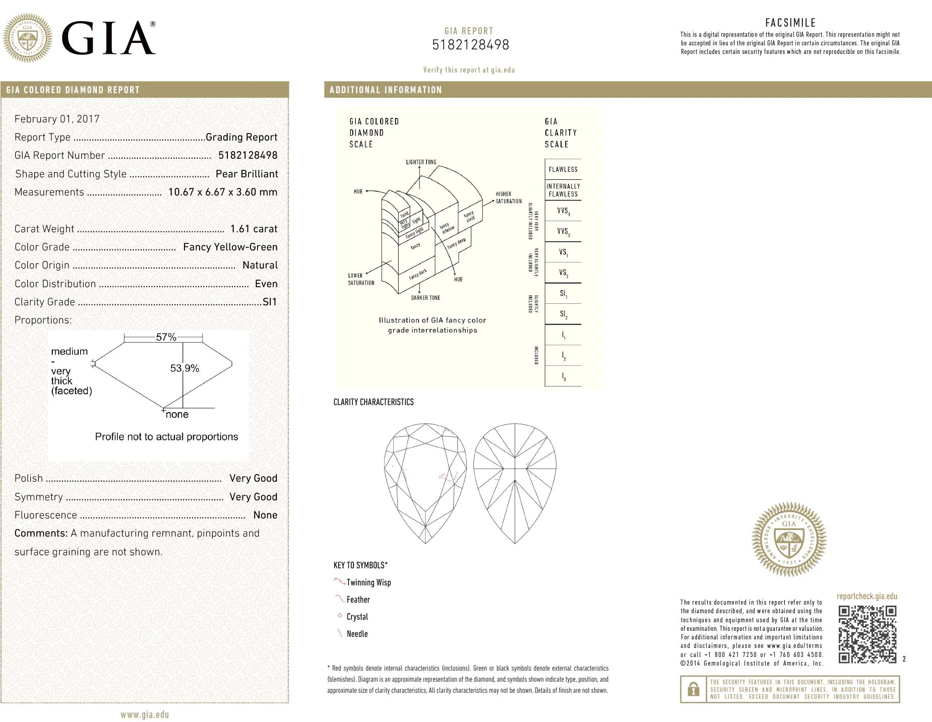 GIA Fancy Yellow-Green/SI1 1.61 Ct Diamond Bezel-Set Pendant, 14K Yellow Gold - Image 3