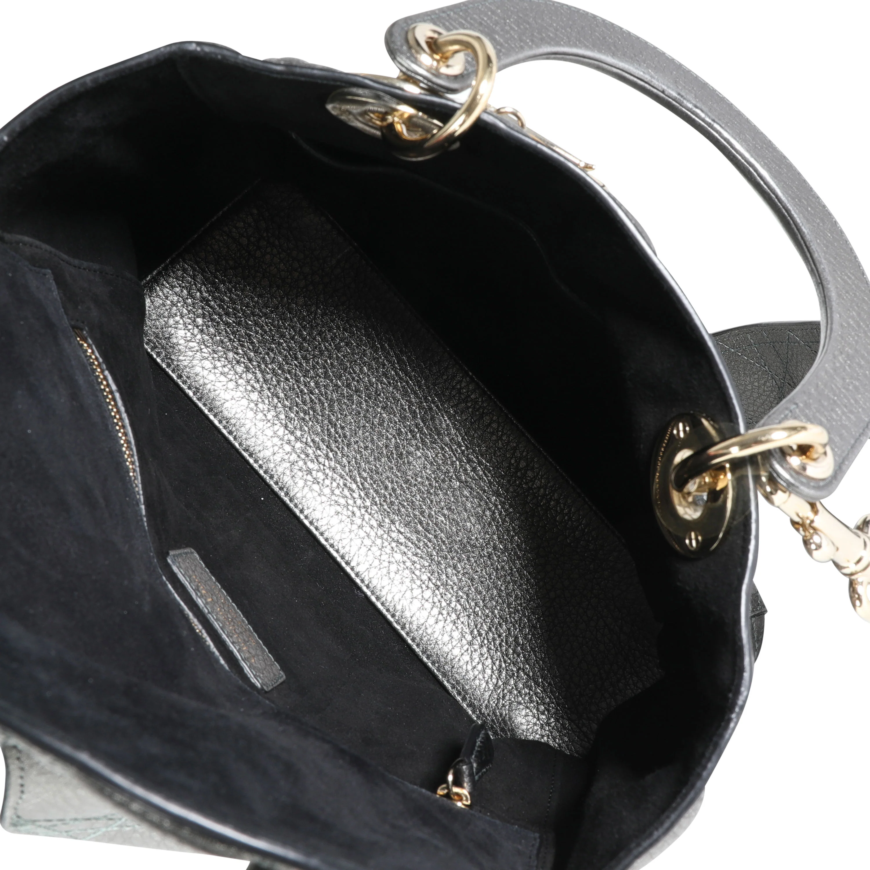 Metallic Silver Supple Cannage Leather Medium Lady Dior Tote - Image 4