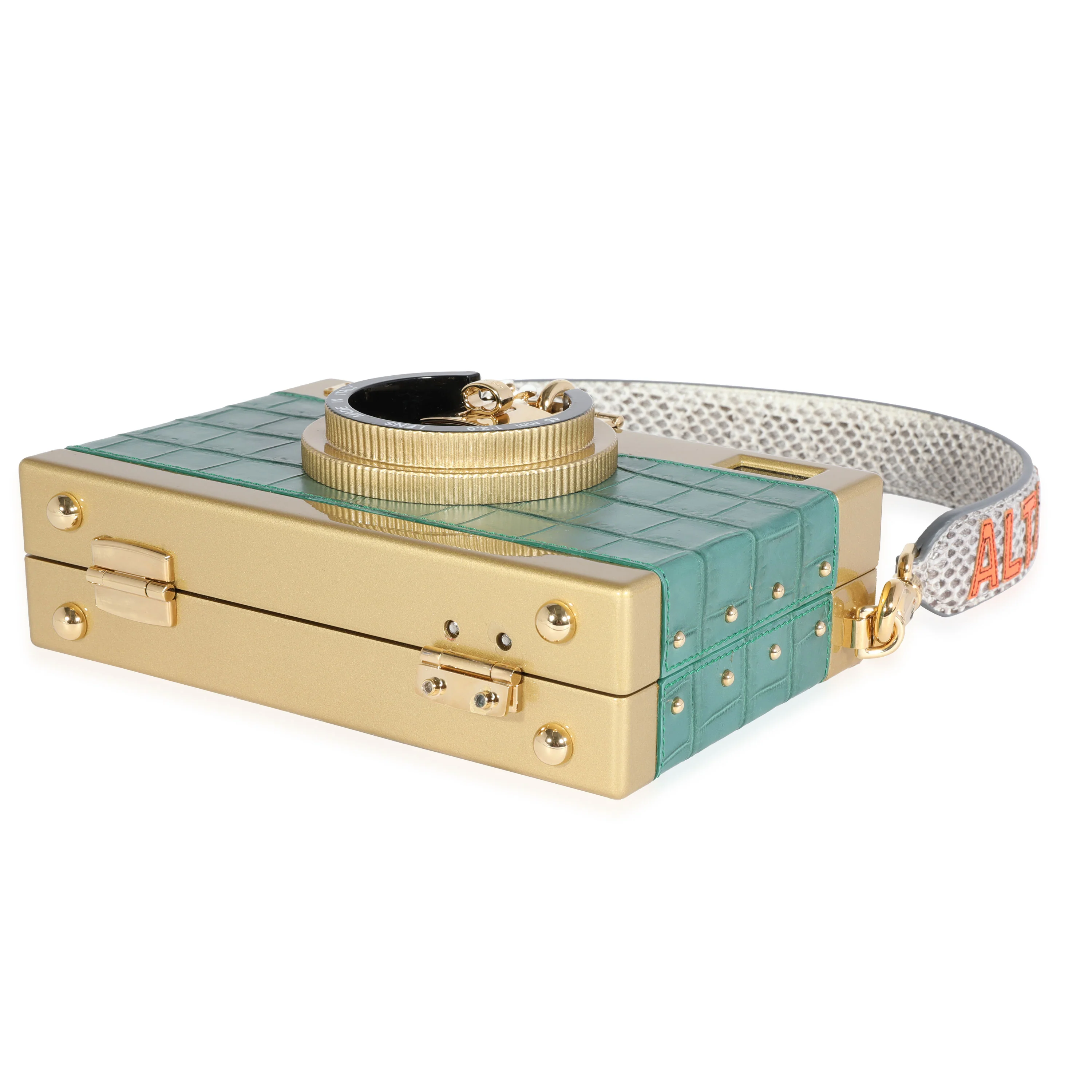 Green Embossed Gold Resin Camera Case Bag - Image 5
