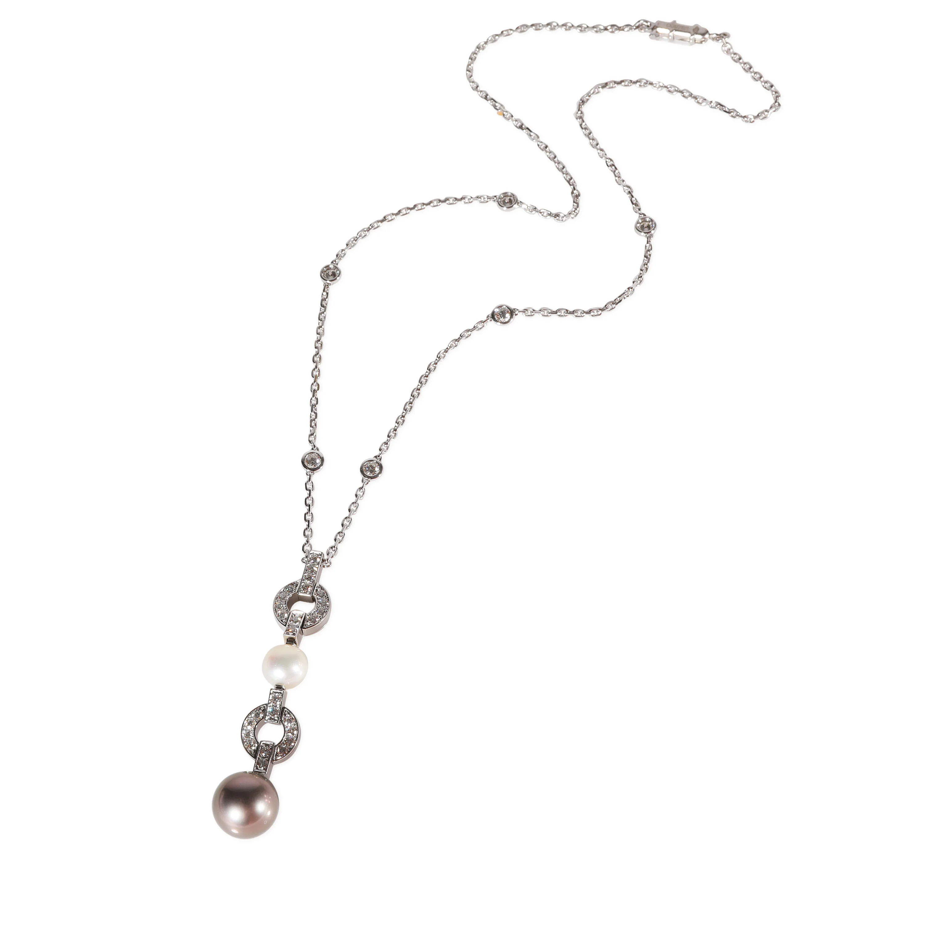 Cartier Himalia Pearl and Diamond Pendant in 18K White Gold 1.3 CTW - Image 3