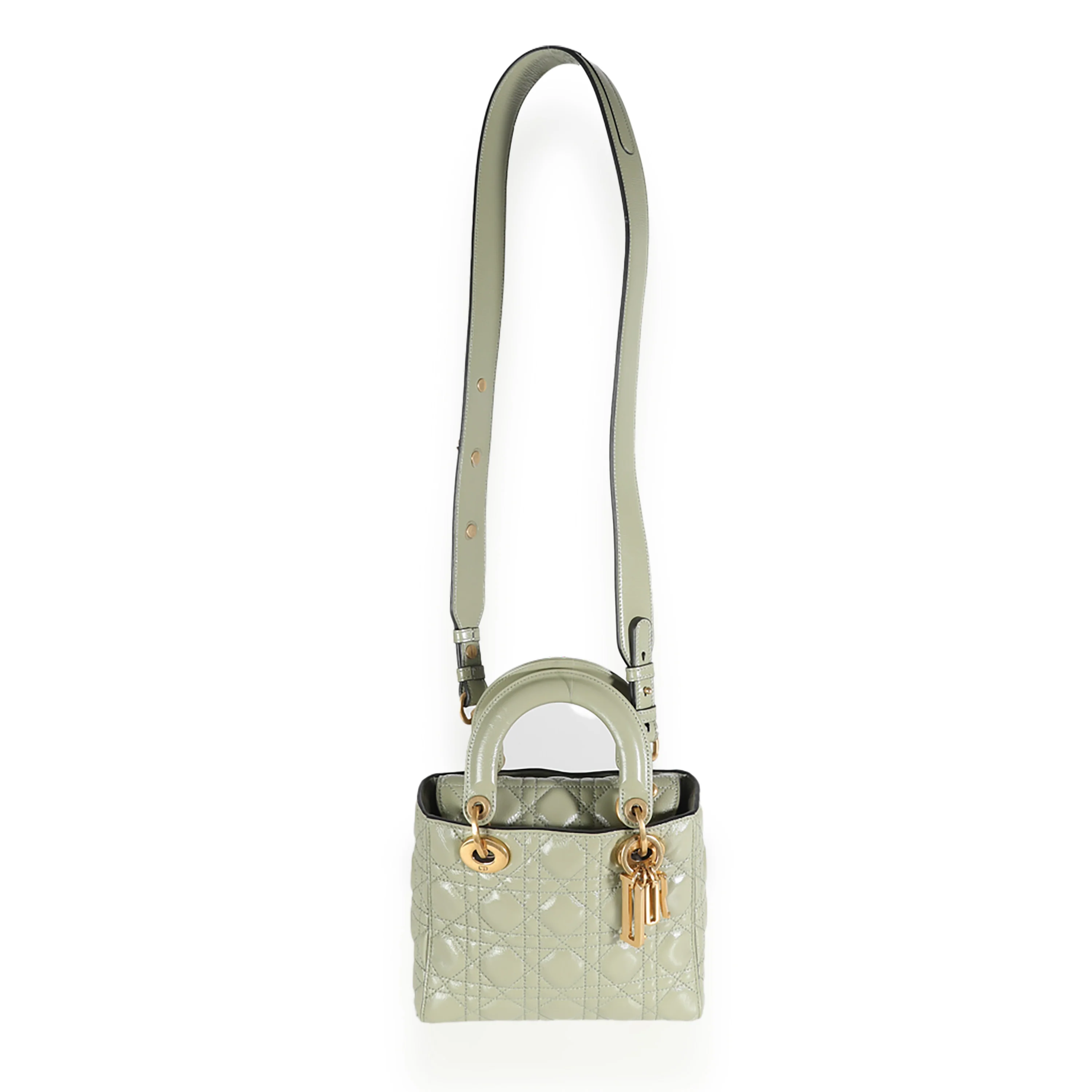 Green Crinkled Patent Cannage Lucky Badges My Lady Dior Bag - Image 8